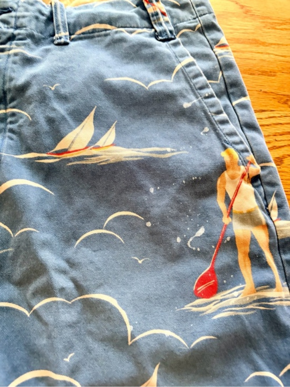 Ralph Lauren Naval Clothing Factory Retro Beach Scene Flat-Front Men's Shorts